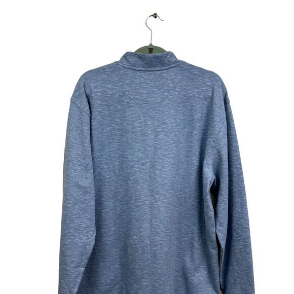 Oxford Sweater Quarter Button Stand Collar Long Sleeve Heather Blue Men Size XL - Picture 5 of 5